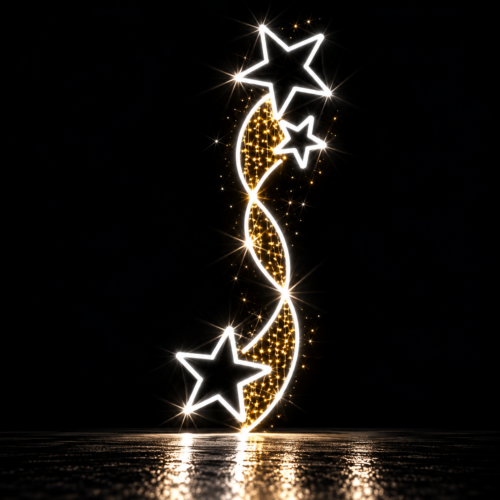 Svetelný ornament s hviezdami 2D – SB/TB na stĺp verejného osvetlenia