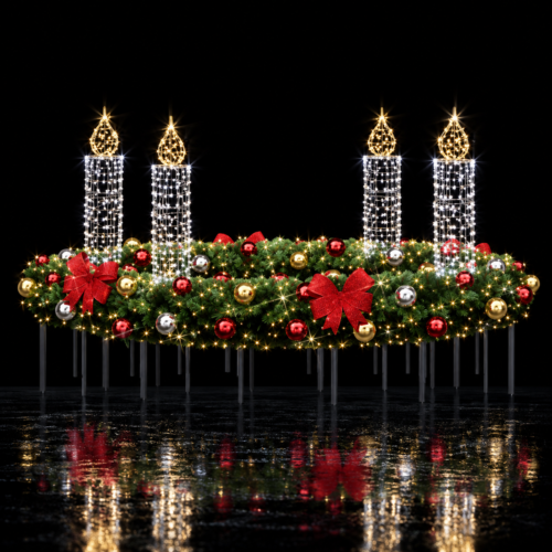 Adventný veniec 3D s LED sviečkami – priemer 220 cm
